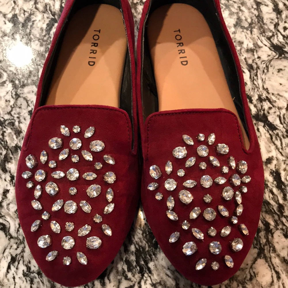 Torrid Maroon Rhinestone Flats